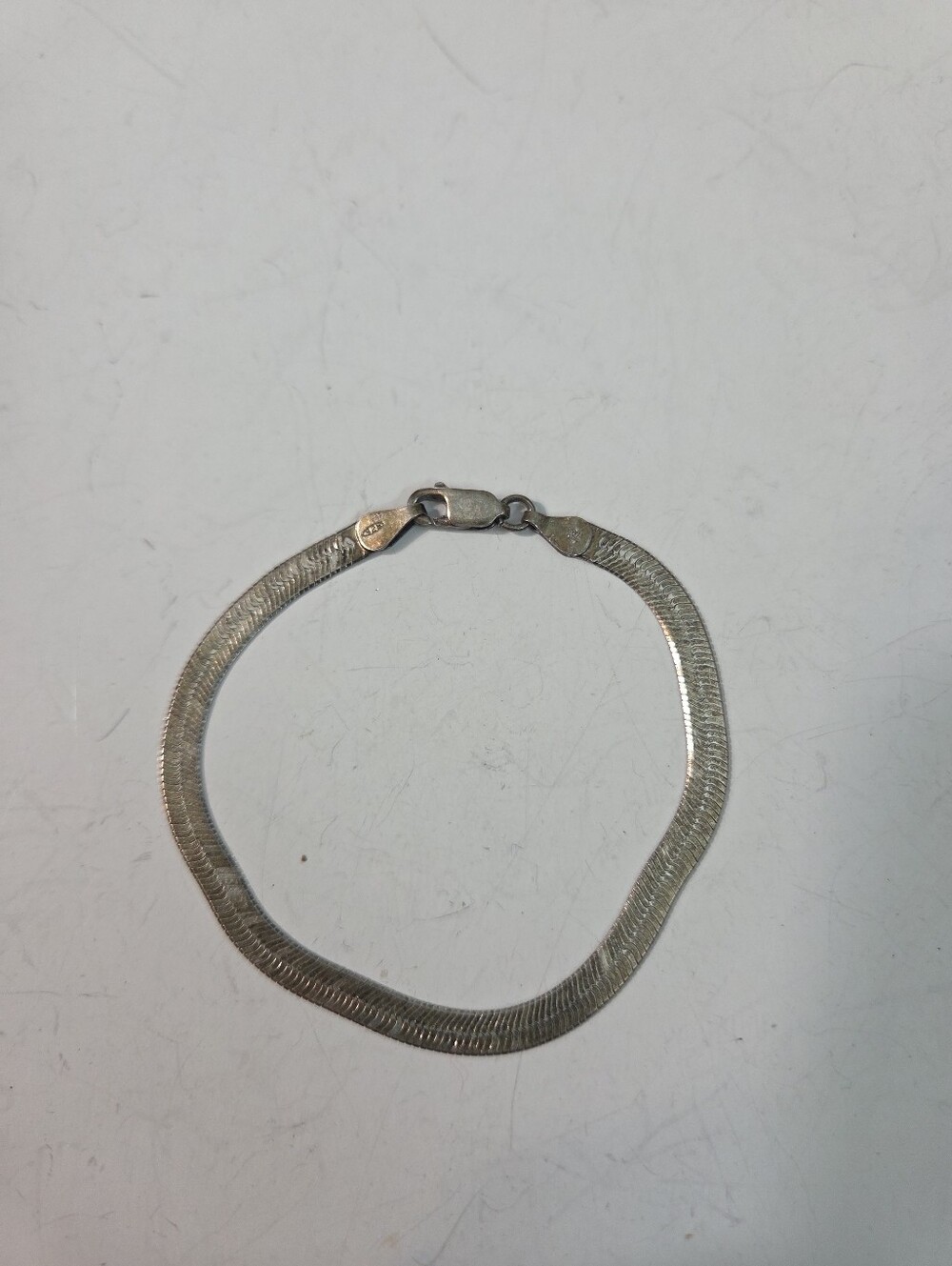 vintage 80s sterling silver herringbone flat bracelet 925 italy 4g 7inch